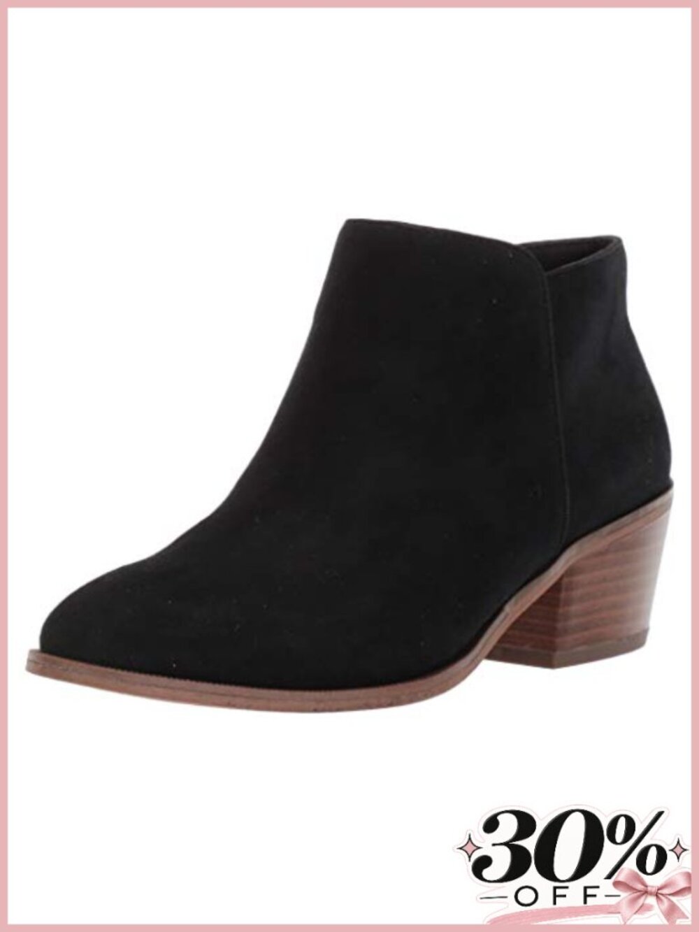 Women's Faux Suede Ankle Boots Stacked Block Heel Side Zipper